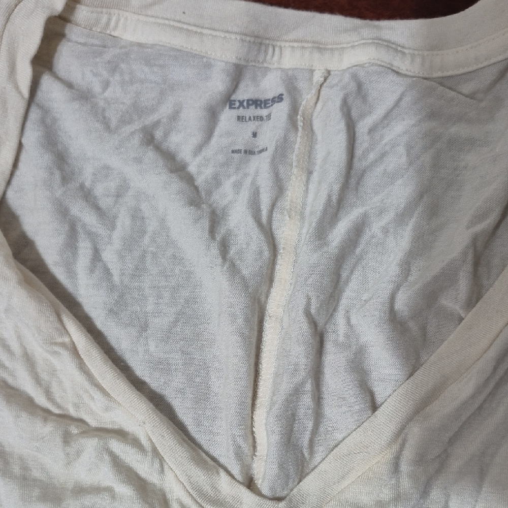 Express Cream V-Neck Relaxed Top